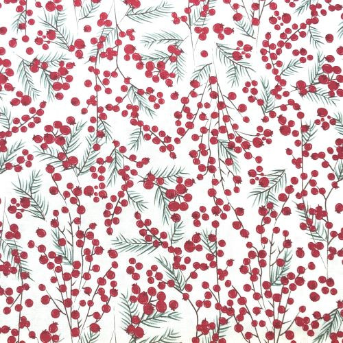 Craft Cotton Company Foraging in the Forest Berries on White - 100% cotton fabric - Close Up