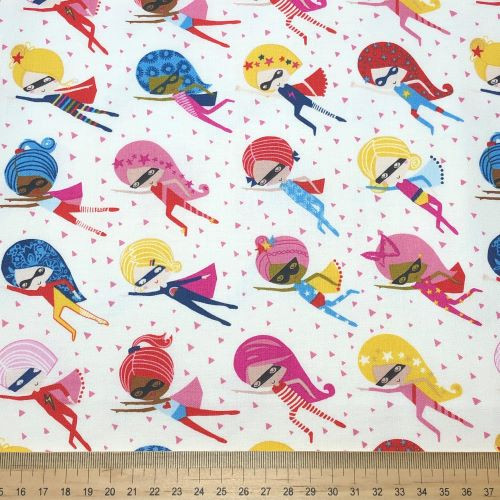 Dashwood Playtime superheroes ecru - 100% cotton fabric - Scale