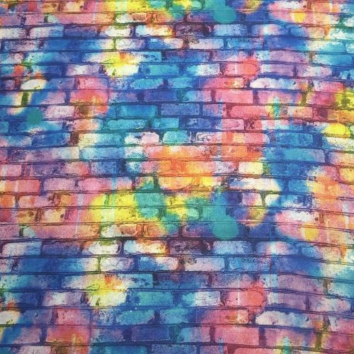 Three Wishes Dogs in the City Multicolour Bricks - 100% cotton fabric - Close Up