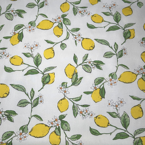 Rose and Hubble - 100% Cotton Poplin -  Lemons on Ivory Close Up