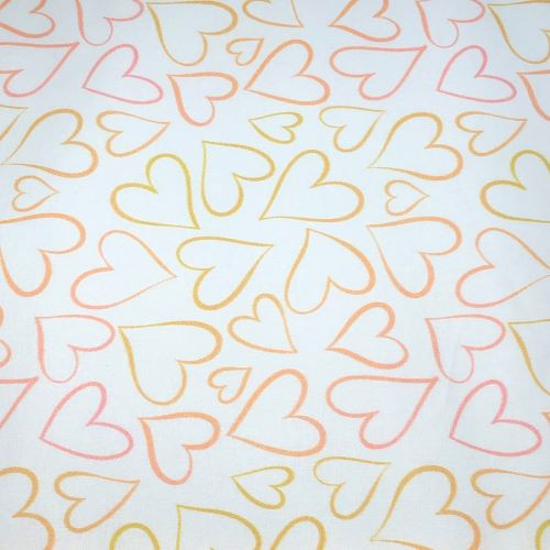 Craft Cotton Company Hearts on White - 100% cotton fabric - Close Up