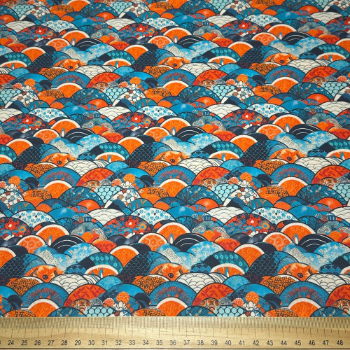 Rose and Hubble Japanese Detailed Waves - 100% Cotton Poplin - Scale