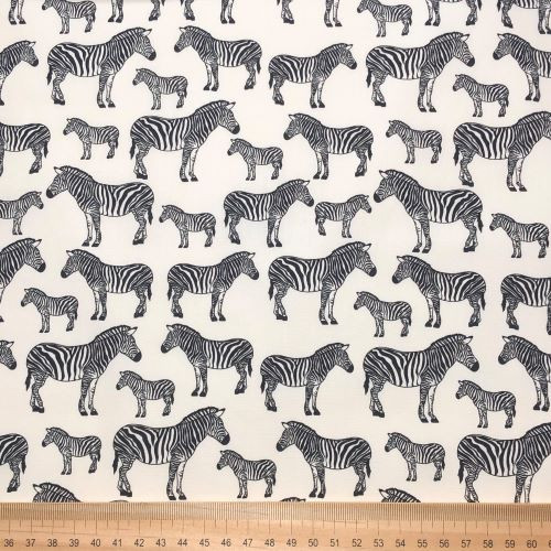 Rose and Hubble - 100% Cotton Poplin - Zebras on Ivory Scale 