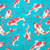 Rose and Hubble Koi Carp on Jade - 100% Cotton Poplin - Close Up
