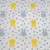 Yellow and Grey Miffy Faces on White - 100% cotton fabric - Close Up