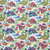 Multicolour dinosaurs on ecru digital print  - 100% cotton fabric extra wide - Close Up