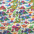 Multicolour dinosaurs on ecru digital print  - 100% cotton fabric extra wide - Draped