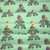 Meadow Birds on Branches on Green - 100% cotton fabric - Draped