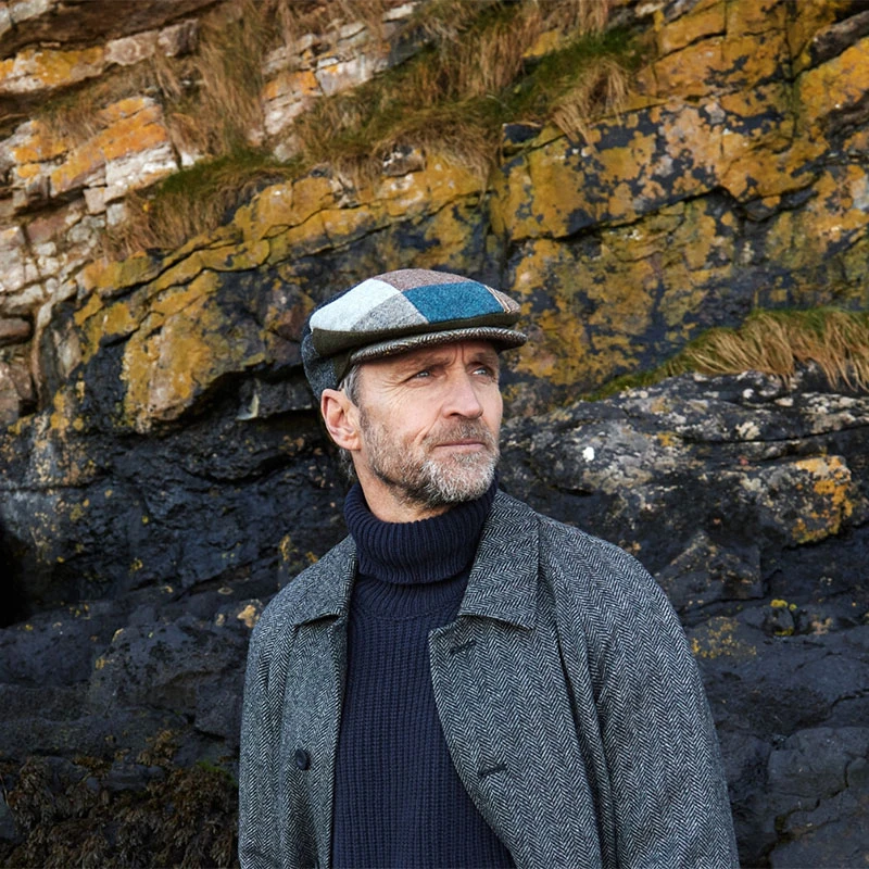 Hanna Hats Patchwork Tweed Newsboy Driver Flat Cap S Donegal Ireland Vintage 90s Hanna Hats Donegal Patchwork Tweed Touring Driving Flat Cap  main image 3
