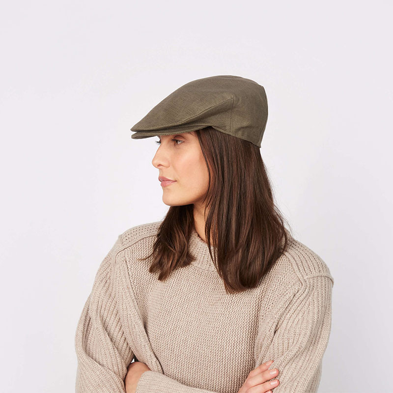 Hanna Hats Vintage Linen Tweed Cap Khaki Keily's