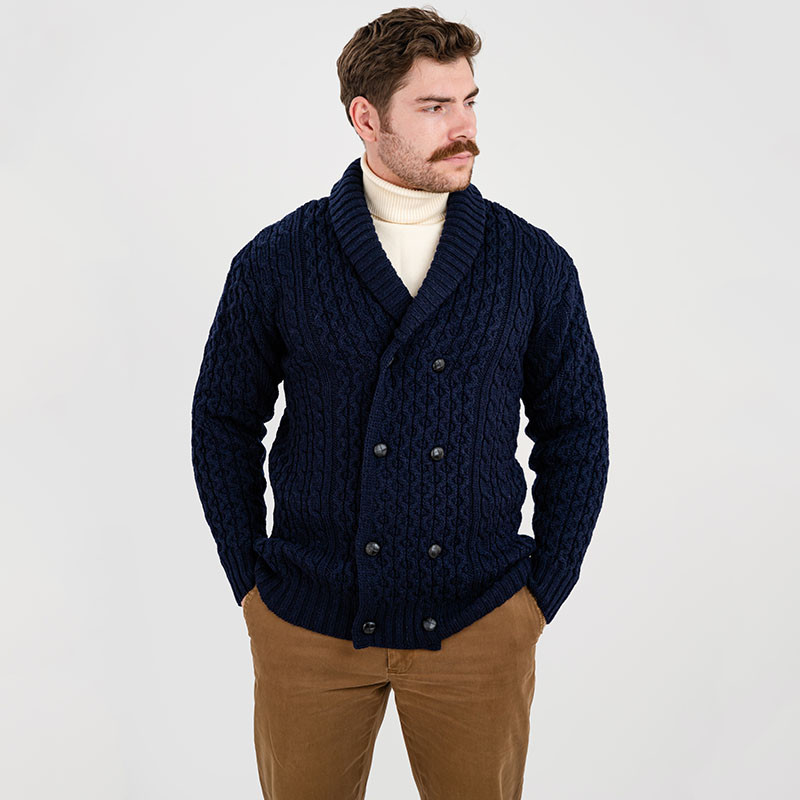 Men's Double Buttons Collar Aran Cardigan | Keilys.com