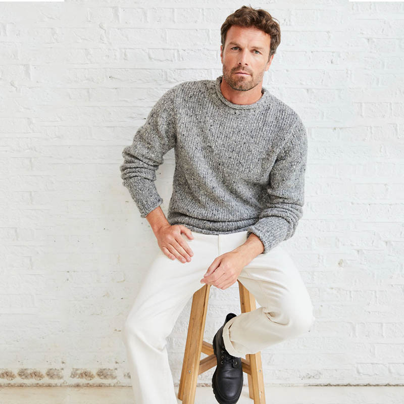 Mens Aran Roll Neck Fisherman Sweater | Keilys.com