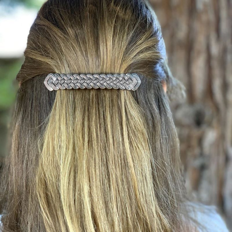 Celtic Braid Bar Barrette Handcrafted by Oberon Design Keilys.com
