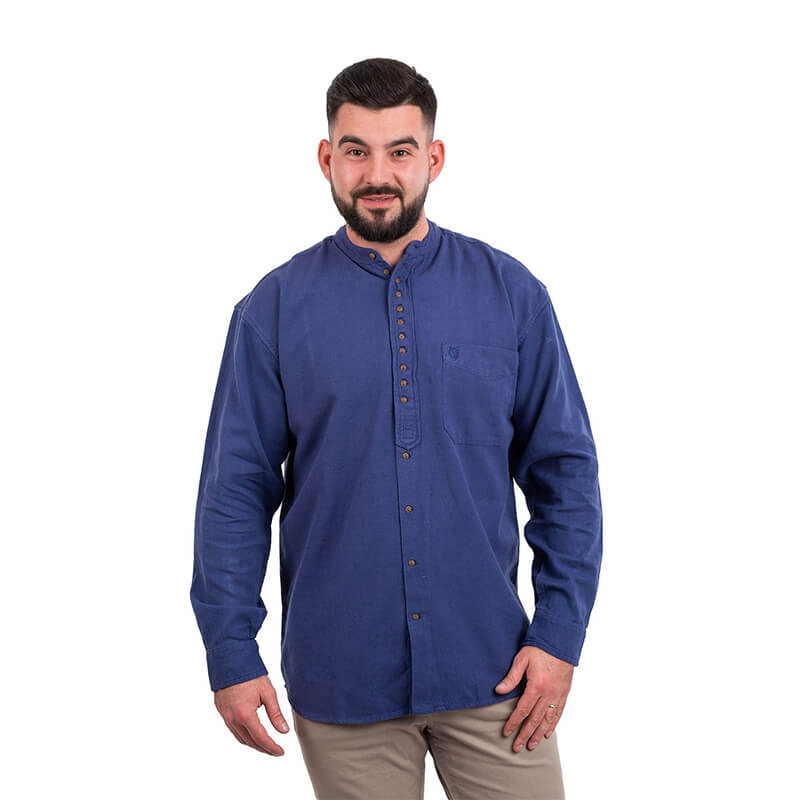 Linen Irish Grandfather Shirt in Blue Linen Irish Grandfather Shirt in Blue