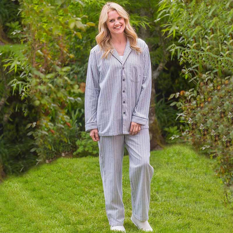 Women's Cotton Flannel Pajamas Scottish Tartan Design