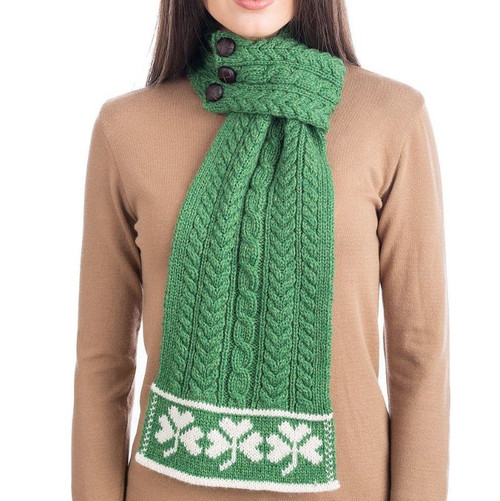 St Patrick's Day Ladies Loop Aran Wool Scarf Green Keilys.com