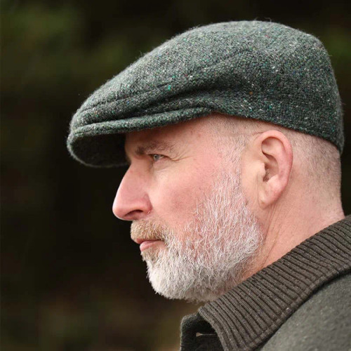 77B2-C6-1 Hanna Hats Irish Tweed Cap Dark Green Fleck Salt & Pepper Keilys.com