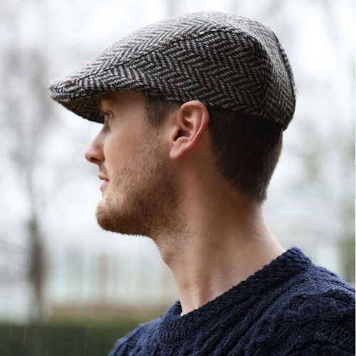 Hanna Hats Herringbone Irish Tweed Cap Gray Shop online on Keilys.com