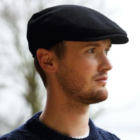 Hanna Hats Irish Tweed Flat Cap Black Keilys.com