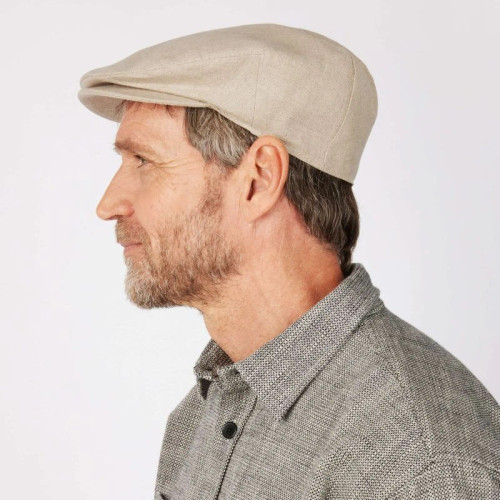 77B2L-Sand Hanna Hats Linen Vintage Irish Cap Natural Color Keilys.com