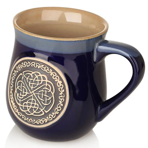 Celtic Circle Stoneware Mug Blue Handle Keilys.com