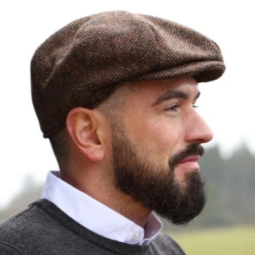 95B2-412G Hanna Hats Irish Tweed Eight Piece Cap Brown Fleck Salt & Pepper Keilys.com