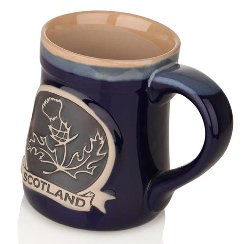 Scotland Thistle Stoneware Mug Blue Handle Keilys.com