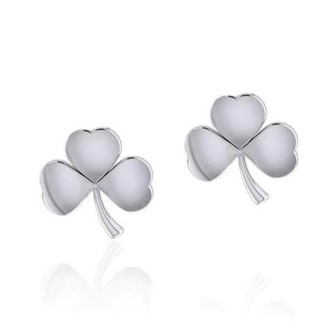 Small Shamrock Silver post Earrings Keilys.com