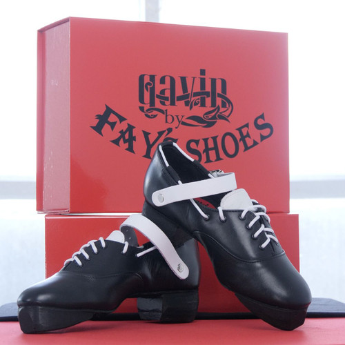 F-Gavin-Wh Gavin By Fays® Irish Dance Jig Shoes with White Straps Keilys.com