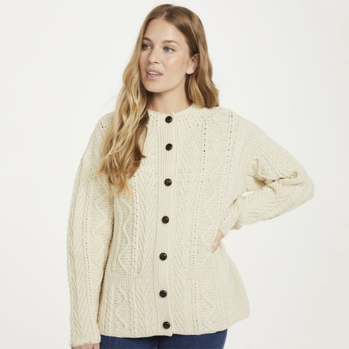 Aran Button Up Cable Knit Cardigan Keilys.com