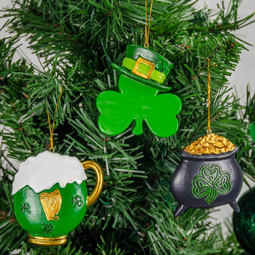 Irish Shamrock, Mug Pot Of Gold Ornaments (3 Pc Set) Keilys.com