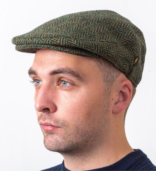 HOF-Ref-6400-06 Traditional Donegal Tweed Irish Flat Cap Green Keilys.com