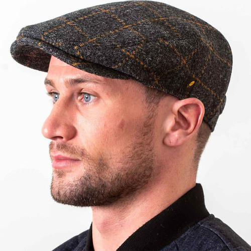 HOF-DUBFC-Ref-8200-01 Donegal Tweed Dubliner Flat Cap Charcoal Color Keilys.com