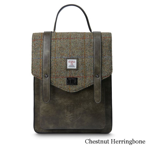 ISL-8399CHEHBL00 Spacious Harris Tweed Backpack Traditional Designs Chestnut Herringbone Keilys.com