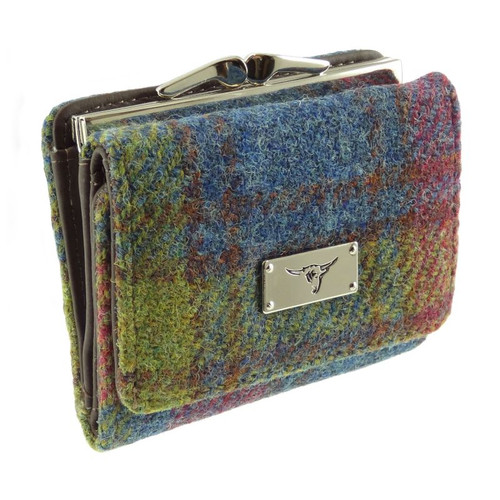 GA-LB2113-COL046 Ladies Harris Tweed Mini Wallet with Tartan Design Multi Colour Tartan Keilys.com