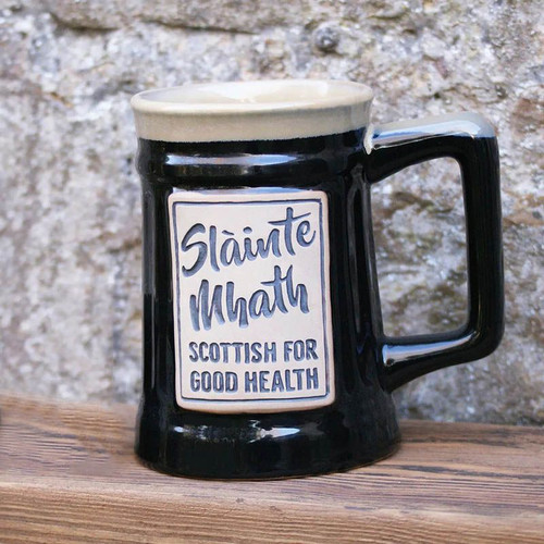 Slainte Mhath Stoneware Beer Mug Black Keilys.com