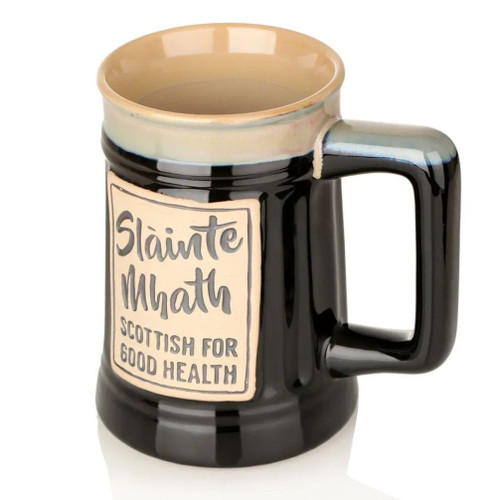 Slainte Mhath Stoneware Beer Mug Black Keilys.com