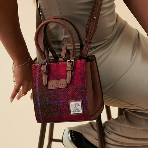 ISL-8350FUSTTL00 Harris Tweed Mini Tote Bag Fuchsia Tartan Color Shop online on Keilys.com
