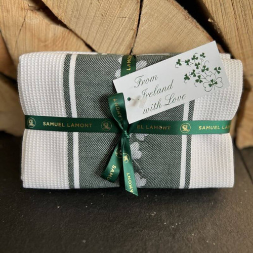 IL-GC23/2 Irish Shamrock Designed Waffle Tea Towel Set of 2 Keilys.com