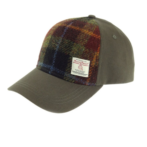 GA-BC1000-COL059 Harris Tweed Baseball Cap in Tartan Design in Rust Check Color Keilys.com