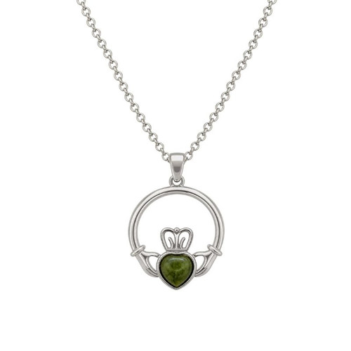 JCW-18101 Connemara Marble Irish Designed Silver Pendant Claddagh Keilys.com