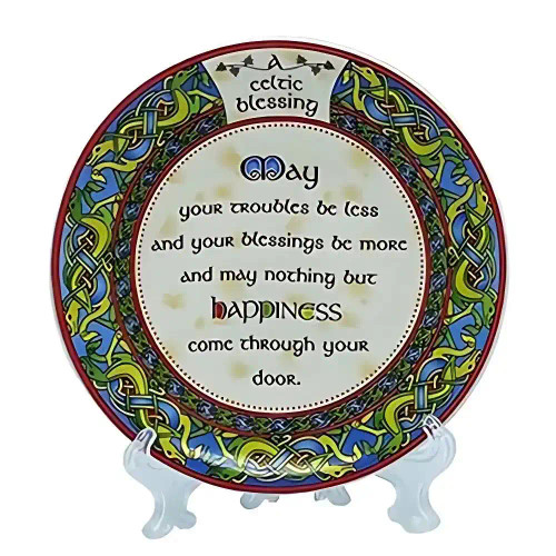 CL-73-539 Weave Design Irish Blessing Plate Celtic Blessing Irish Kitchen on Keilys.com