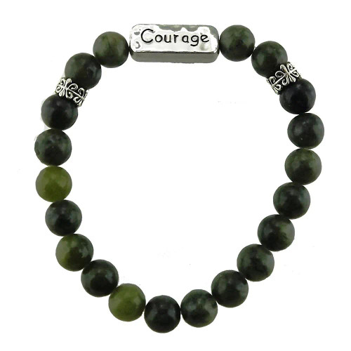 JCW-46617 Connemara Beads Irish Bracelet with Engraved Charm Courage Keilys.com