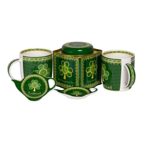HI-Set-417 Shamrock Irish Tea Set – 2 Mugs, 2 Teabag Holders & Tea Keilys.com