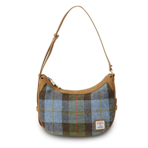 ISL-8355CBLTTL00 Genuine Leather & Harris Tweed Elon Handbag Chesnut Blue Studio Keily’s.com