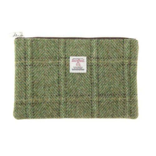 GA-LB2047-COL153-Green Ladies Harris Tweed Tartan Zip Purse Keilys.com