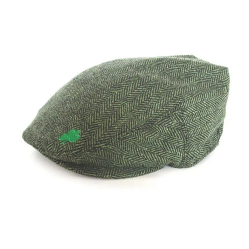 AIS-85978 Green Herringbone Wool Tweed Flat Cap Keilys.com
