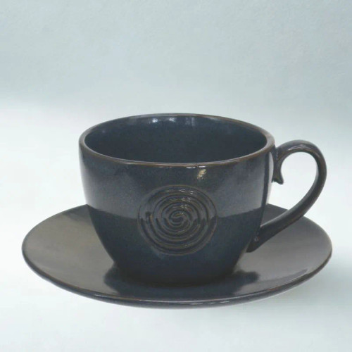 AIS-135949 Celtic Spiral Pottery Cup & Saucer Set Keilys.com