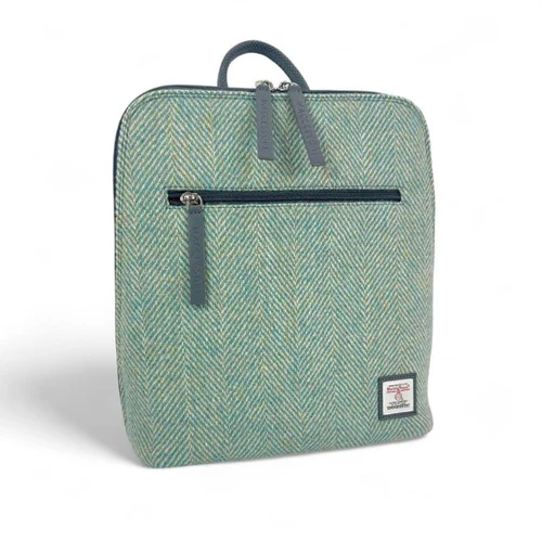 MCS-MAC2509-1904B2-TURQUOISE Ladies Compact Harris Tweed Backpack Keily's.com