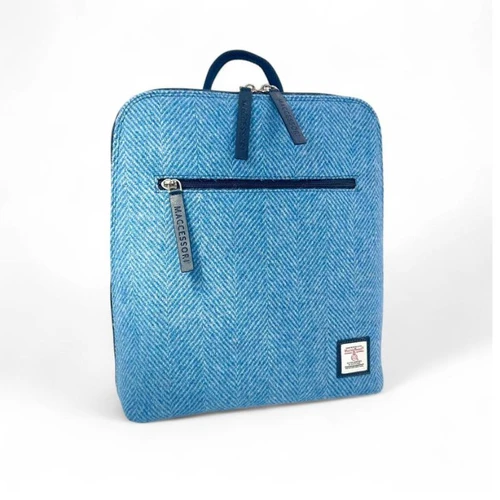 MCS-MAC2509-1904C5-SKY BLUE Ladies Compact Harris Tweed Backpack Keily's.com